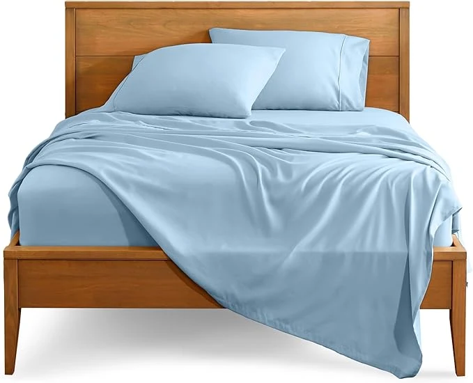 Flexible Bare Home King Sheet Set – 1800 Ultra-Soft Microfiber King Bed Sheets – Double Brushed – Deep Pockets – Easy Fit – 4 Piece Set – Bedding Sheets amp Pillowcases King Light Blue Unique
