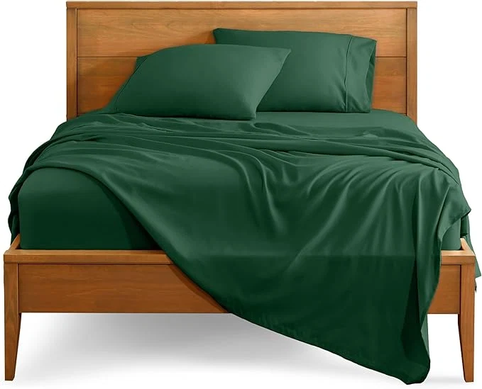 Exceptional Bare Home King Sheet Set – 1800 Ultra-Soft Microfiber King Bed Sheets – Double Brushed – Deep Pockets – Easy Fit – 4 Piece Set – Bedding Sheets amp Pillowcases King Forest Green Reliable