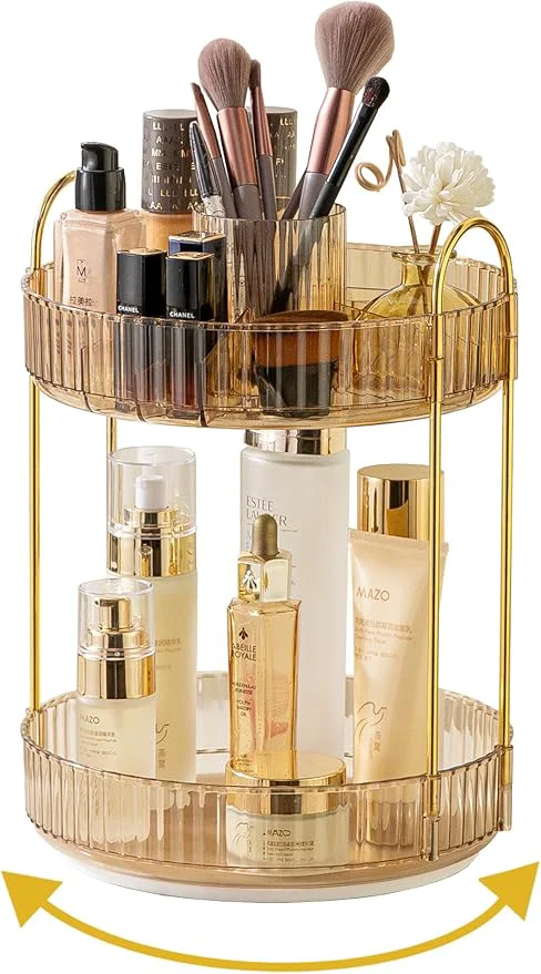 Crafted Asayuee 360 Rotating Makeup Organizer 2 Tier Large Capacity Make Up Organizers Versatile