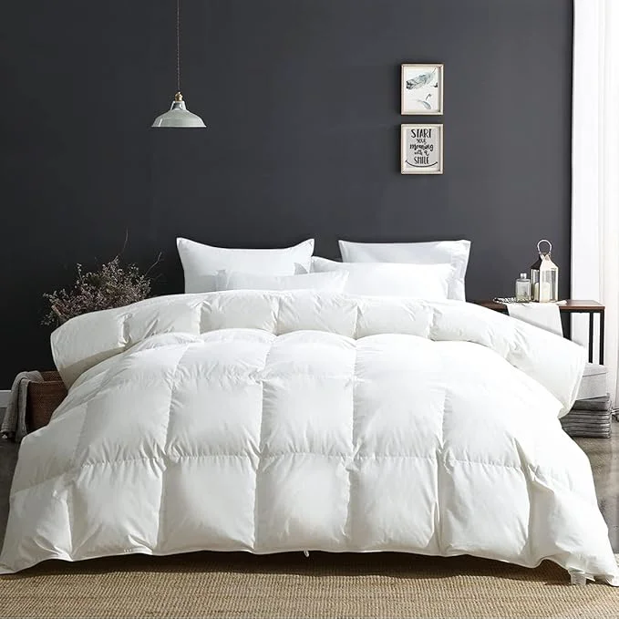 Trusted APSMILE King Size Luxury Organic Cotton All Season Down Feather Fibers Comforter Extra Fluffy Medium Warmth Duvet Insert 106×90 Ivory White Elegant