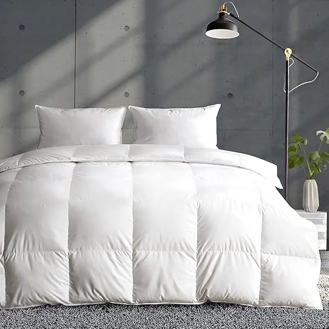 Specialty APSMILE Lightweight Down Feather Fibers Comforter Oversized King Cooling Duvet Insert for Warm Weather – Organic Cotton High Fill Power Down Fibers Quilt Thin Summer Duvet Ivory White 120×98 Clean