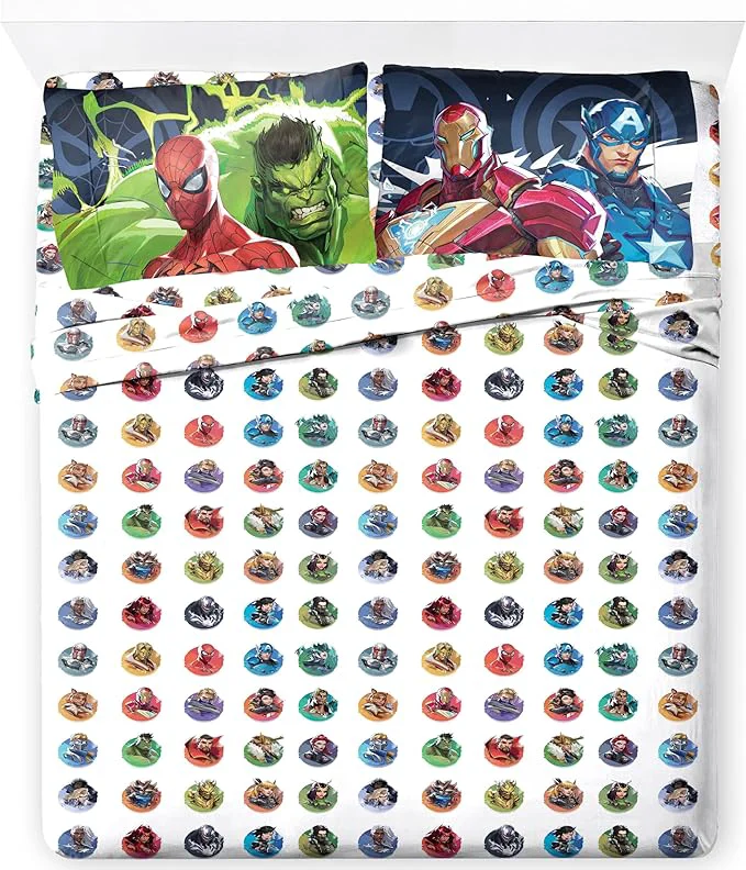 Top-Quality Jay Franco Kids Sheet Set with Fitted Flat Sheets amp Pillow Cover – Ultra-Soft Bedding with Pillowcase for Room Decor Multi – Marvel Rivals 4 Piece Queen Stylish