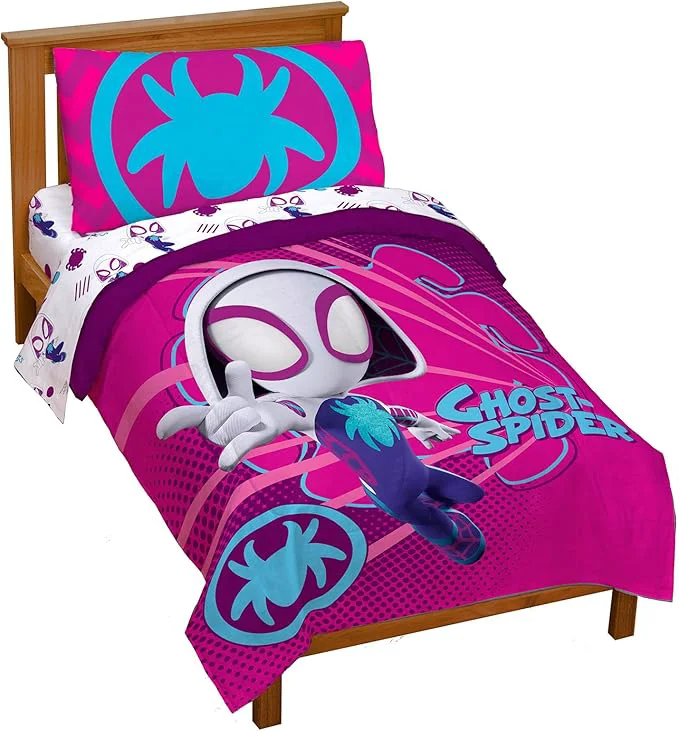 Outstanding Marvel Spidey amp His Friends Ghost Spider Gwen 4 Piece Toddler Bed Set – Bedding Includes Comforter amp Sheet Set – Super Soft Fade Resistant Microfiber Powerful