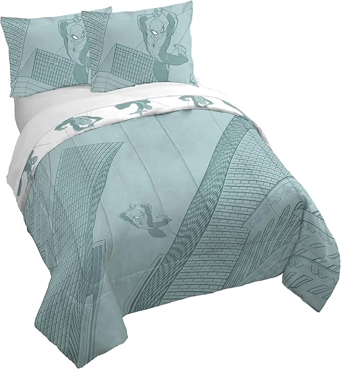 Professional Jay Franco Kids Duvet Cover Set with Sham amp Pillowcase – Ultra-Soft Bedding for Room Decor Cover ONLY Comforter NOT Included Green – Spiderman 3 Piece Full Smooth