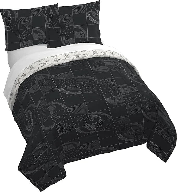 Fast Jay Franco Kids Duvet Cover Set with Sham amp Pillowcase – Ultra-Soft Bedding for Room Decor Cover ONLY Comforter NOT Included Black – Marvel Comics 3 Piece Full Premium