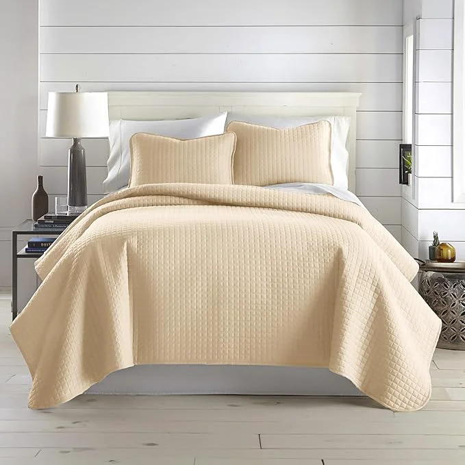 Fine Crafted Southshore Fine Living Inc. Oversized King Quilt Bedding Set Soft Microfiber Easy Care Pet Hair Resistant Bedding California King Size Quilt Coverlet Beige Bedspread Set w 2 Shams Soft Sand Sophisticated