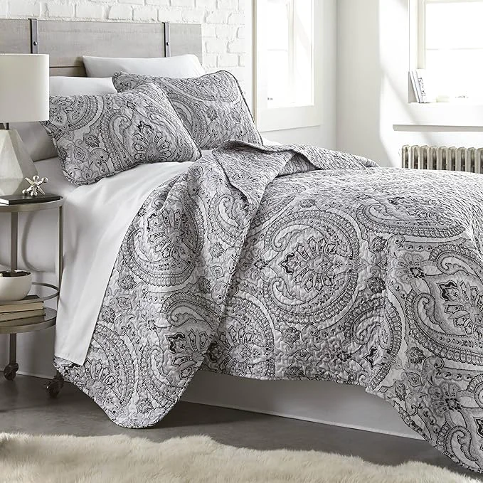 Excellent Southshore Fine Living Inc. Farmhouse Bedding Quilt Set Twin XL Coverlet Oversized Quilt Summer Coverlet Lightweight Bedspread 2-Piece Set with One Matching Pillow Sham Twin XL Quilts Black Prestigious