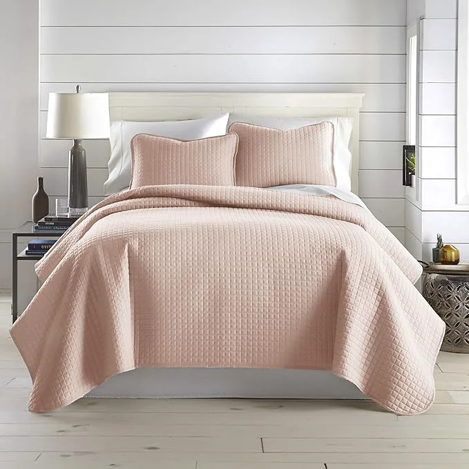 Exclusive Southshore Fine Living Inc. Oversized King Quilt Set Stitched Blush Pink Quilt Bedspread 2 Matching Pillow Shams Machine Washable Cal King Quilts Hotel Quality Bedding Cozy Coverlet Blush Carefully Designed