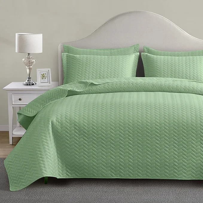 Exceptional Maple amp Stone Quilt Set Twin Twin XL Lightweight Mint Green Bedspread Ultrasonic Chevron Pattern Light Coverlet for All Season Comforter Bedding Decor – 2 Piece Twin Extra Long Bed Cover Sets Smart