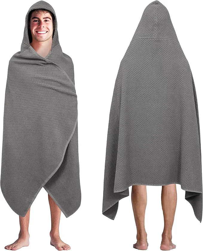 Professional COTTON CRAFT Hooded Bath Towel – Oversized 35 x 70 Waffle Weave Towel Elegant