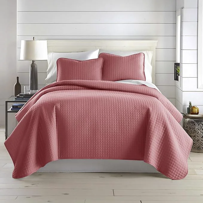 Healthy Southshore Fine Living Inc. Twin XL Quilt Set with Pillow Sham Quilted Twin Bedspread Coverlet Oversized Bed Quilt for Full Coverage Soft and Comfy Easy Care Machine Washable Marsala Eco-Friendly