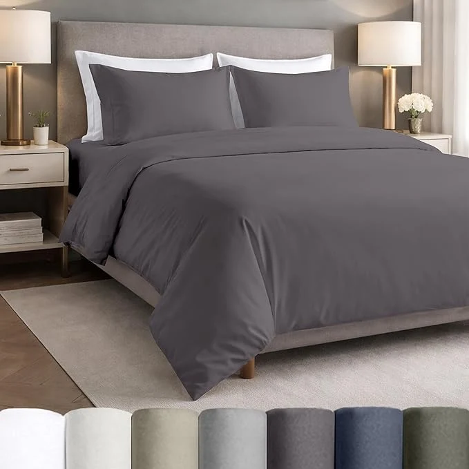 Efficient California Design Den California King Sheets Set – Egyptian Cotton Lightweight Percale Sheet Set with Deep Pockets Crisp amp Durable Luxury Bedding Set – Grey Secure