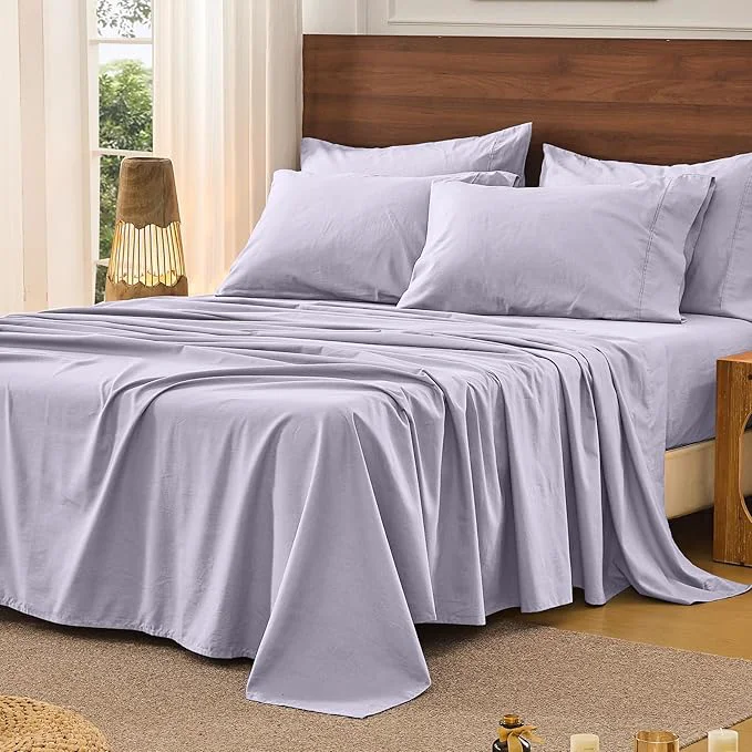 Fine Crafted Bedlifes French Pure Linen Sheets Queen Size Breathable and Cooling Flax Sheet Set Soft Durable and Moisture Wicking 16 Inch Deep Pocket-4 Piece Queen Lavender Quality