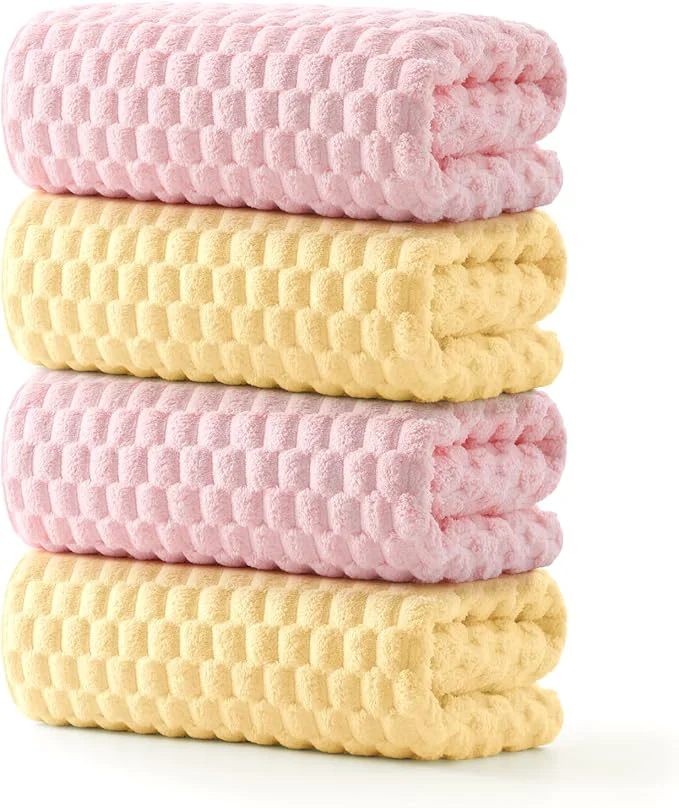 Stylish REDKISS Microfiber Bath Towels Set of 4-27×55 Inch Large Waffle Bath Towels Flexible