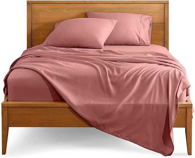Enhanced Bare Home Full Sheet Set – 1800 Ultra-Soft Microfiber Full Bed Sheets – Double Brushed – Deep Pockets – Easy Fit – 4 Piece Set – Bedding Sheets amp Pillowcases Full Dusty Rose Elite