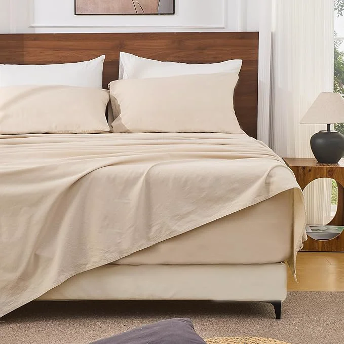 Genuine Bedlifes French Linen Sheets Queen Size 18-24 Extra Deep Pocket 4-Piece Set Breathable amp Moisture-Wicking Soft amp Durable Sheets for Thick Mattresses Linen Premium