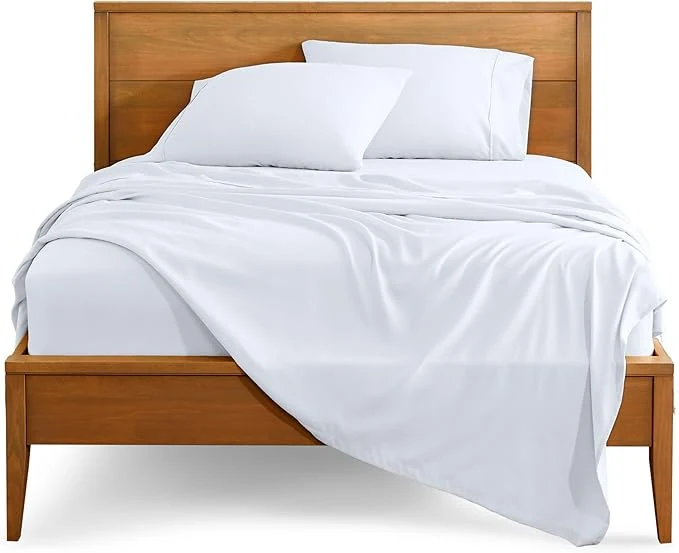 Fine Bare Home Split California King Sheet Set – 1800 Ultra-Soft Microfiber Bed Sheets – Double Brushed – Deep Pockets – Easy Fit – 5 Piece Set – Bed Sheets Split Cal King White Breathable