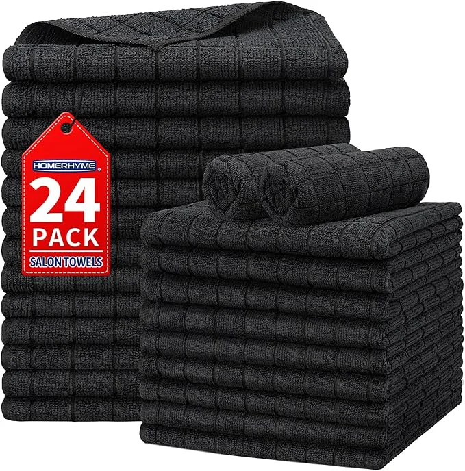 Certified Salon Towels 24 Pack Black Hand Towels Detailed