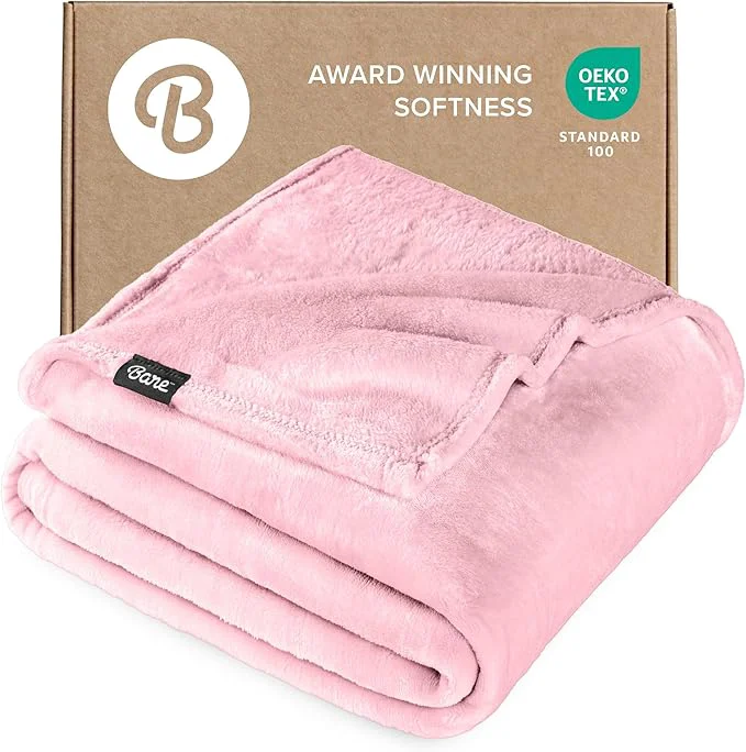 Innovative Bare Home Fleece Blanket – King Size – Ultra-Soft Lightweight for Bed Sofa and Couch – Luxury Microplush – Cozy Warm Blanket King Light Pink Certified