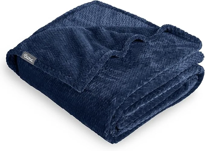 Artisan Bare Home Textured Fleece Blanket – King Size – Ultra-Soft Lightweight for Bed Sofa and Couch – Luxury Microplush – Cozy Warm Blanket King Chevron Dark Blue