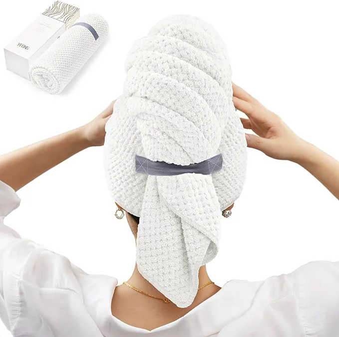 Original YFONG X-Large Hair Towel Wrap for Women Super Absorbent Microfiber Hair Towel Detailed