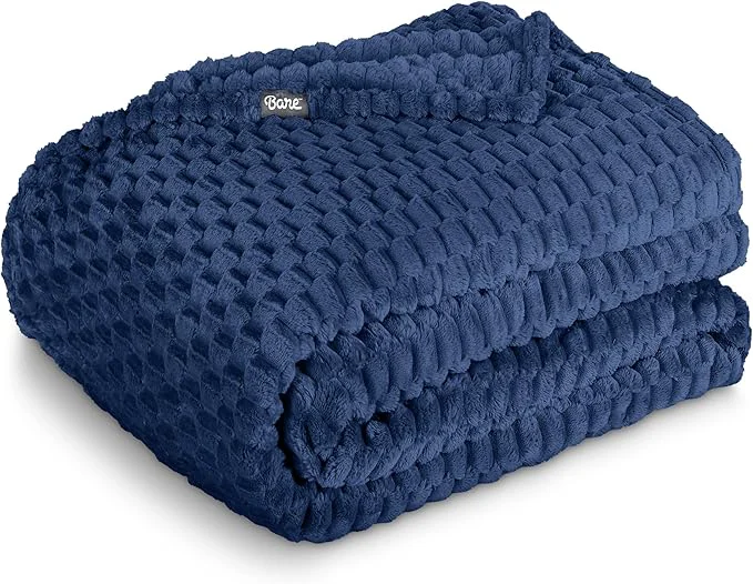 Quality Bare Home Textured Fleece Blanket – Full Queen – Ultra-Soft Lightweight for Bed Sofa and Couch – Luxury Microplush – Cozy Warm Blanket Full Queen Waffle Dark Blue Top-Quality
