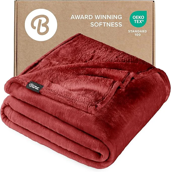 Casual Bare Home Fleece Blanket – Throw Travel – Ultra-Soft Lightweight for Bed Sofa and Couch – Luxury Microplush – Cozy Warm Blanket Throw Travel Rosewood Powerful