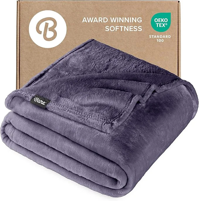 Convenient Bare Home Fleece Blanket – Twin Twin Extra Long – Ultra-Soft Lightweight for Bed Sofa and Couch – Luxury Microplush – Cozy Warm Blanket Twin Twin XL Dusty Purple Safe