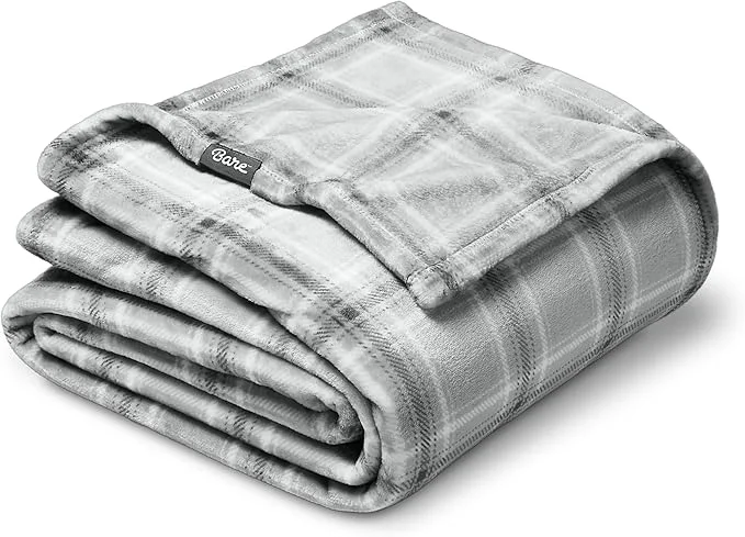 Elegant Bare Home Textured Fleece Blanket - Throw Travel - Ultra-Soft Lightweight for Bed Sofa and Couch - Luxury Microplush - Cozy Warm Blanket Throw Travel Tartan Plaid Reusable