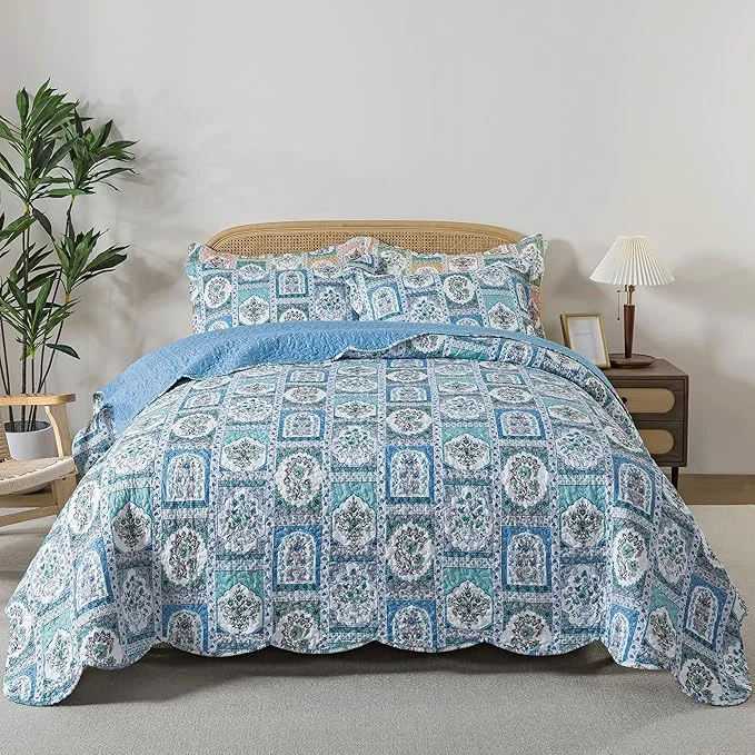 Certified HoneiLife Queen Quilt Bedding Set – 3 Piece Microfiber Quilt Sets Floral Bedspreads Rustic Coverlets for Queen Bed Long-Lasting