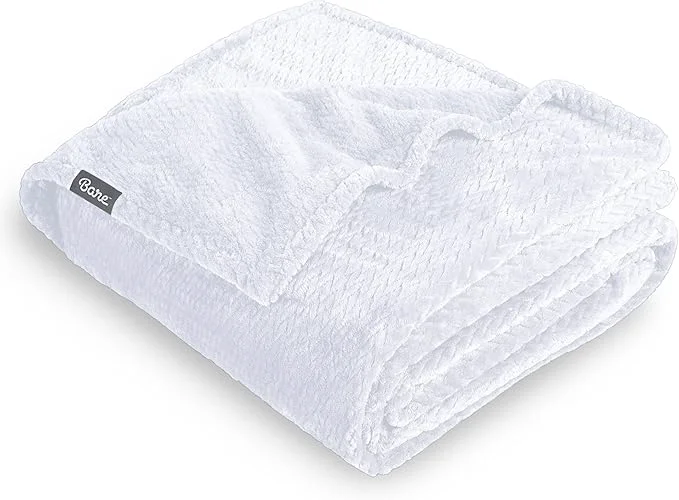 Clean Bare Home Textured Fleece Blanket – Full Queen – Ultra-Soft Lightweight for Bed Sofa and Couch – Luxury Microplush – Cozy Warm Blanket Full Queen Chevron White Trendy