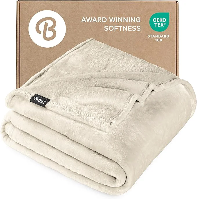 Quality Bare Home Fleece Blanket – Twin Twin Extra Long – Ultra-Soft Lightweight for Bed Sofa and Couch – Luxury Microplush – Cozy Warm Blanket Twin Twin XL Oyster Fine