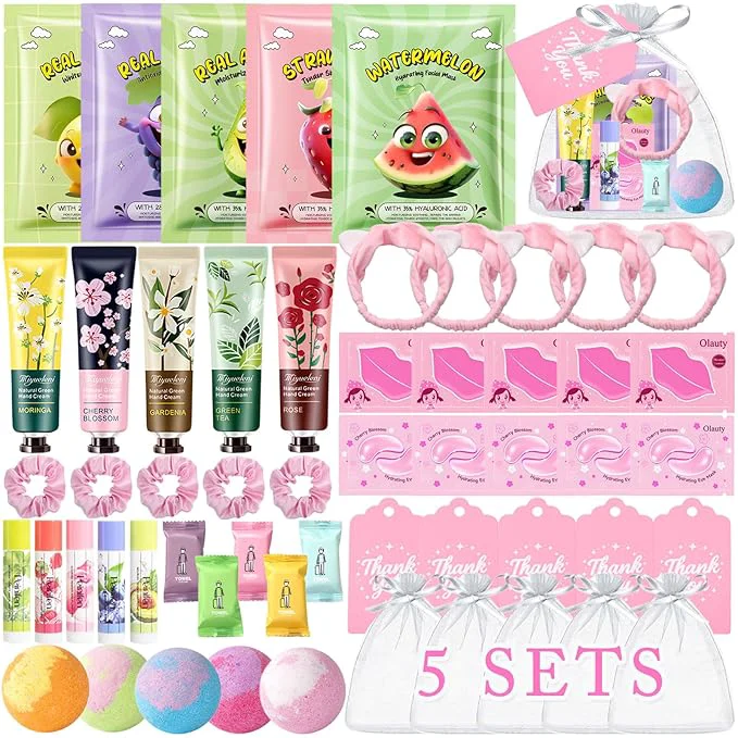 Refined 55PCS Spa Party Supplies for Girls Spa Party Favors Face Masks Hand Cream Environmentally Friendly