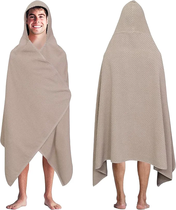 Durable COTTON CRAFT Hooded Bath Towel – Oversized 35 x 70 Waffle Weave Towel Crafted