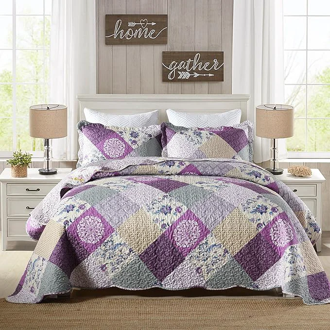 Artisan HoneiLife Quilt Set Twin Size – 2 Piece Microfiber Quilts Reversible Bedspreads Patchwork Coverlets Floral Bedding Set All Season Quilts Late Spring Optimized