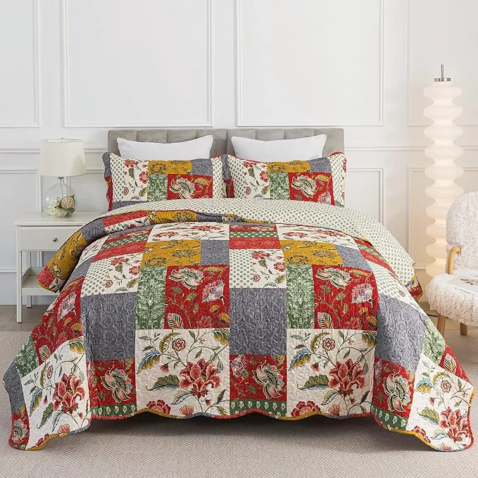 Premium Material HoneiLife Quilt Set King Size – Lightweight Bedspreads 106×96 Microfiber Quilts 3-Piece Patchwork Coverlet Western Bedding Sets All Season Quilts Flexible