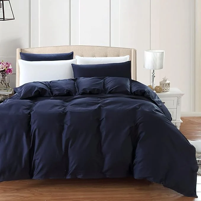 Durable KAREVER Navy Comforter Set King Bedding Set Women Bed Comforter Set Breathable Blanket Men Dark Navy Blue Lightweight Quilts Set King Size All Traditional
