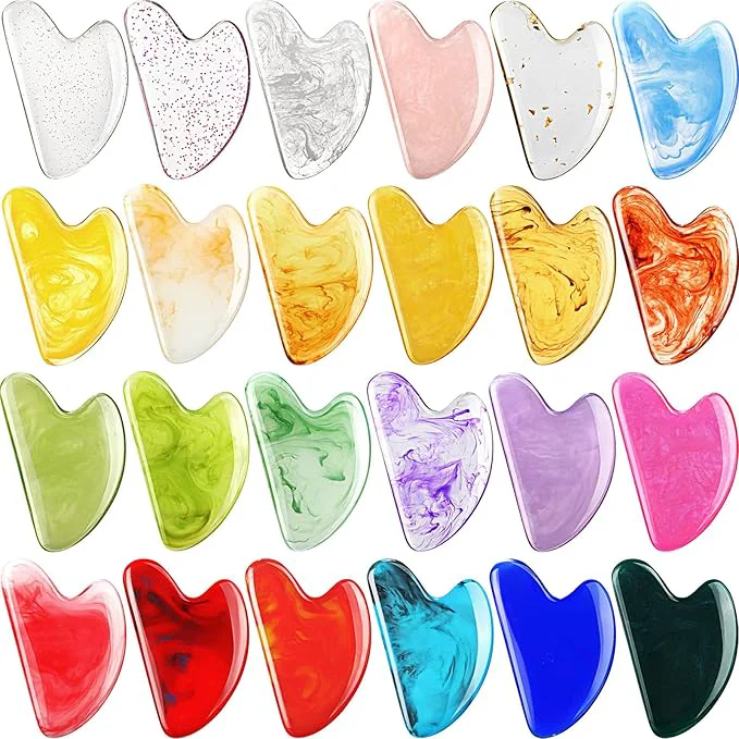 Breathable Sherr 24 Pcs Gua Sha Facial Tool Resin Gua Sha Massage Tool Heart Shaped Gua High-End
