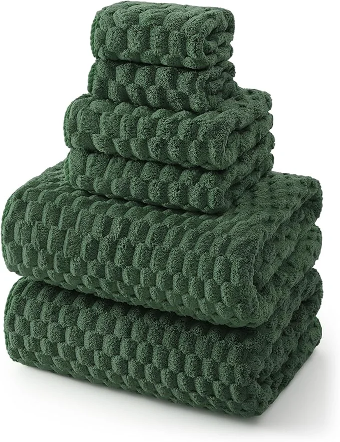 Optimized REDKISS Olive Green Microfiber Towels Set of 6-35×70 Inches Oversized Bath Exceptional