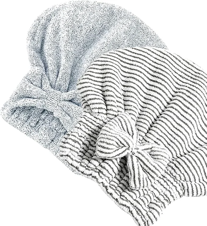 Artisan Jseng 2PC Bamboo Fiber Hair Drying Caps Large Hair Wrap Towels Extreme Soft Natural