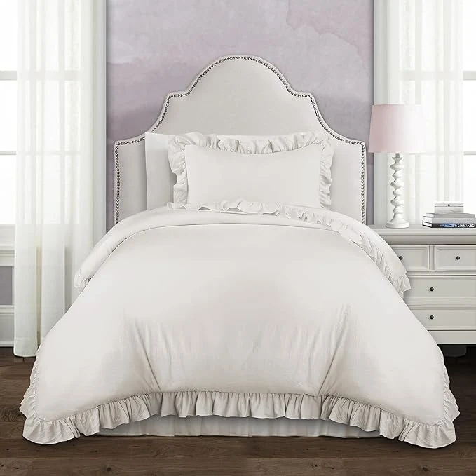 Fine Crafted Lush Decor – Comforter Set Soft Ruffled Bedding with Matching Sham Cozy Essentials Elegant Bedroom Decor Reyna White Twin XL Long-Lasting