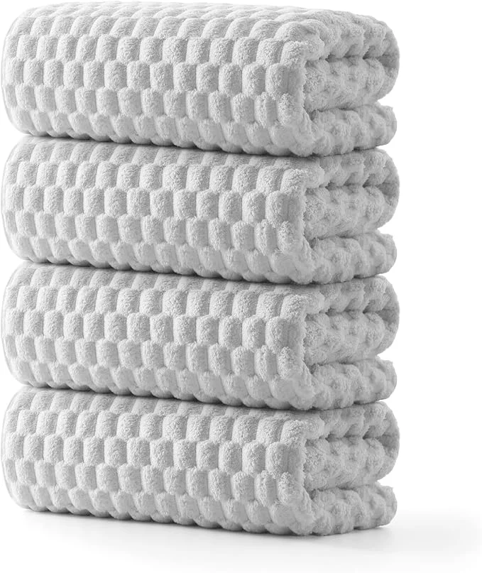 Original Design REDKISS 4 Pack Gray Microfiber Bath Towels User-Friendly