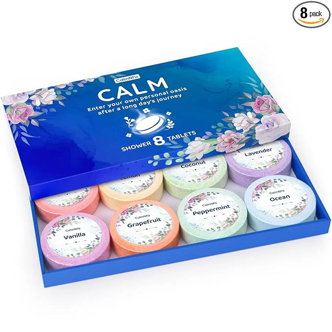 Advanced Shower Steamers 8 Pack Set Shower Bombs Tablets in Blue Box Fashionable