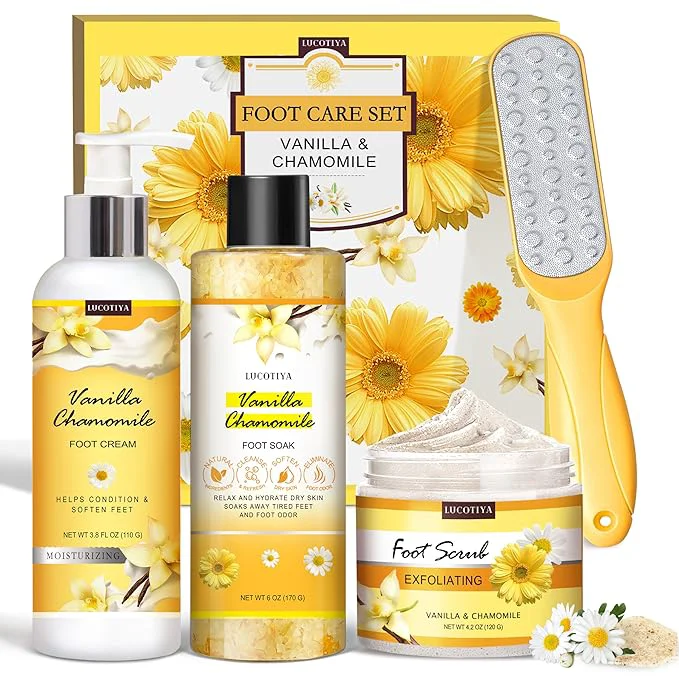 Official LUCOTIYA Foot Soak Set Pedicure Kit Vanilla chamomile Foot Soak Salts Prestigious