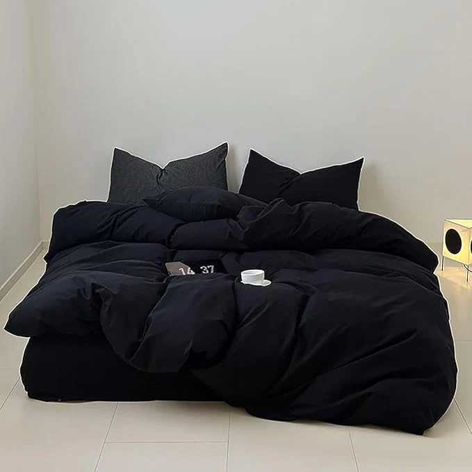 Durable Luxlovery Black Comforter Set Twin Teen Kids Boys Solid Black Bedding Comforter Twin Size Dark Color Quilts Blanket Soft Breathable Lightweight Fluffy Comforter Set Twin Size Enhanced