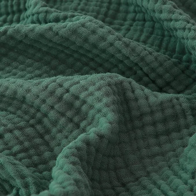 Crafted EMME Cotton Muslin Large Throw Blanket Couch Breathable Gauze Blanket Soft Lightweight Bed Blankets Adults Forest Green 50 quot x70 quot Eco-Friendly