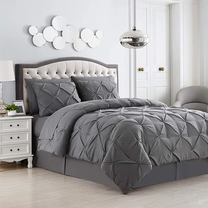 Quality 8 Piece Comforter Set Bag with Pintuck Design Case Pack Pack of 3 Organic
