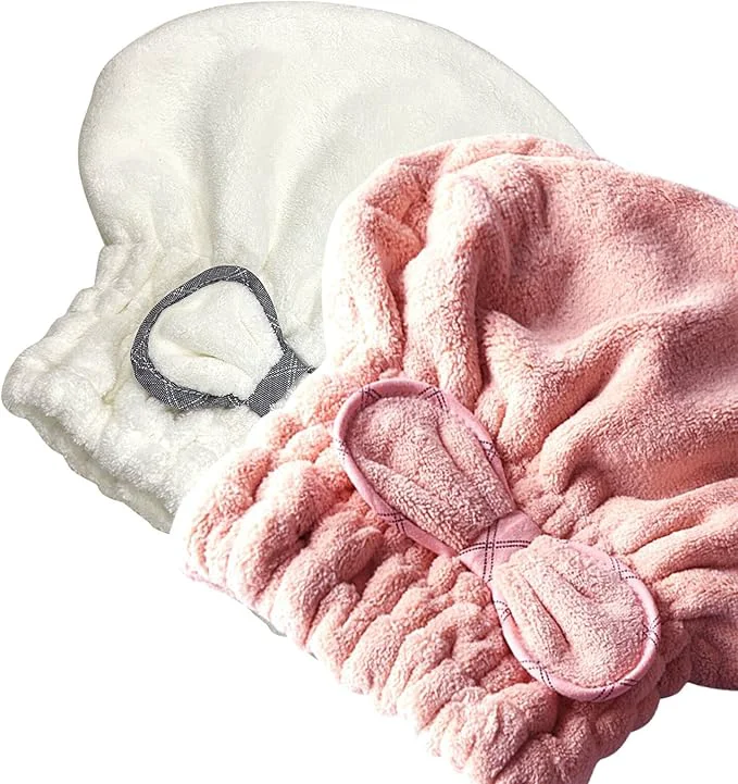 Secure Jseng 2PC Microfiber Hair Drying Caps Large Extreme Soft Ultra Absorbent Specialty