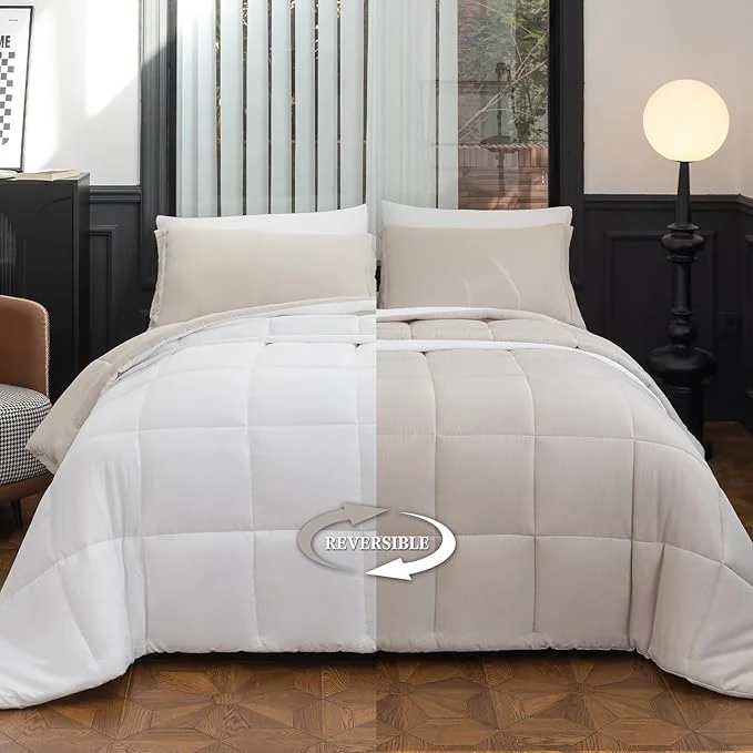 Original White Queen Comforter Set – 8 Piece Bed in a Bag All Season Luxury Bedding Sets with Reversible Microfiber Comforter Bed Skirt Flat Sheet Fitted Sheet Pillowcase and Pillow Sham Green