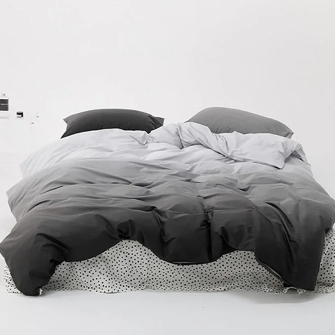 Certified Luxlovery Grey Gradient Comforter Set Twin Black Grey Bedding Set Men Women Abstract Bedding Set Soft Breathable Blanket Quilts Modern Dark Grey Comforter Set Solid